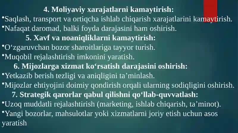 Yetkazib berish zanjirini boshqaruvida bashoratlash usullari 3