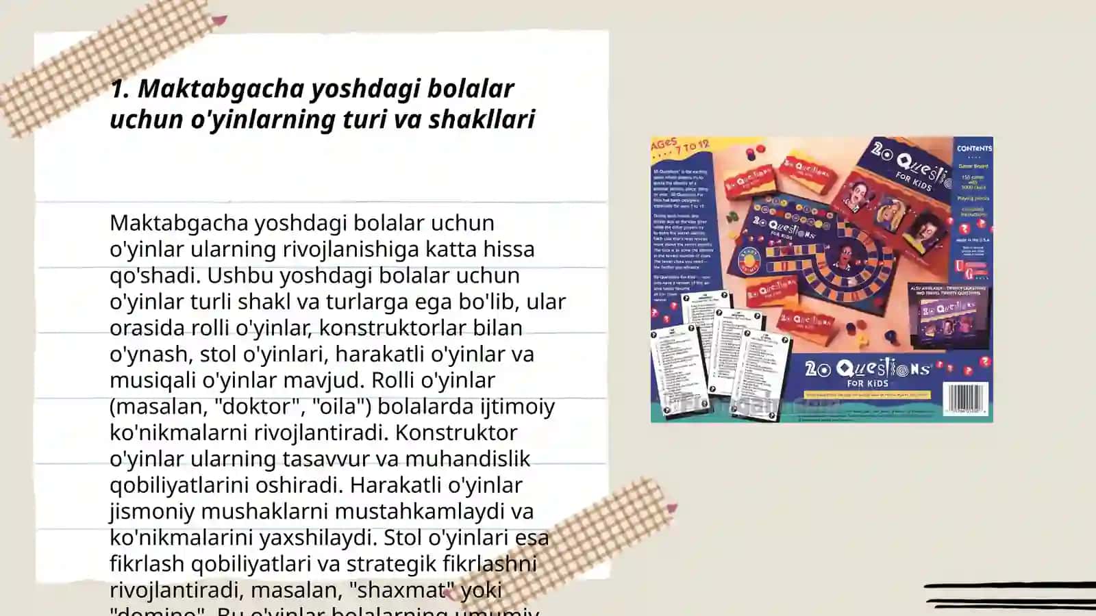 Maktabgacha yoshdagi bolalar uchun o'yinlarning turi va shakllari 3