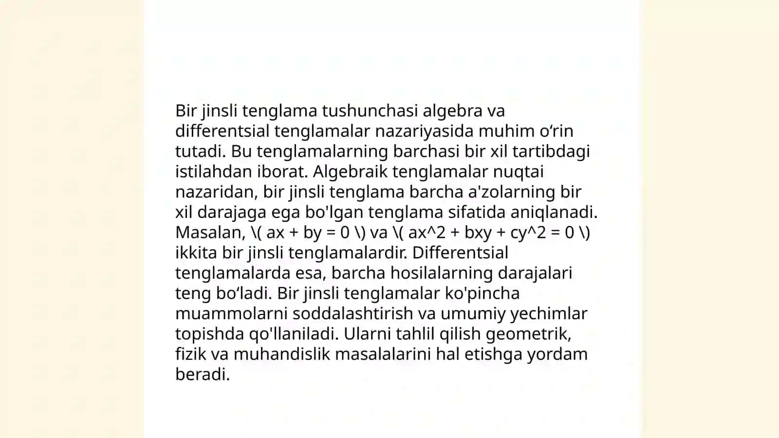 O'zgarmas koeffitsientli yuqori tartibli chiziqli bir jinsli tenglamalar 3