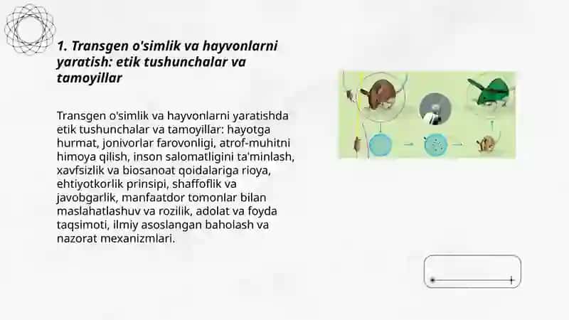 Transgen o'simlik va hayvonlar i yaratish va ulardan foydalanishning etik jihatlari 3