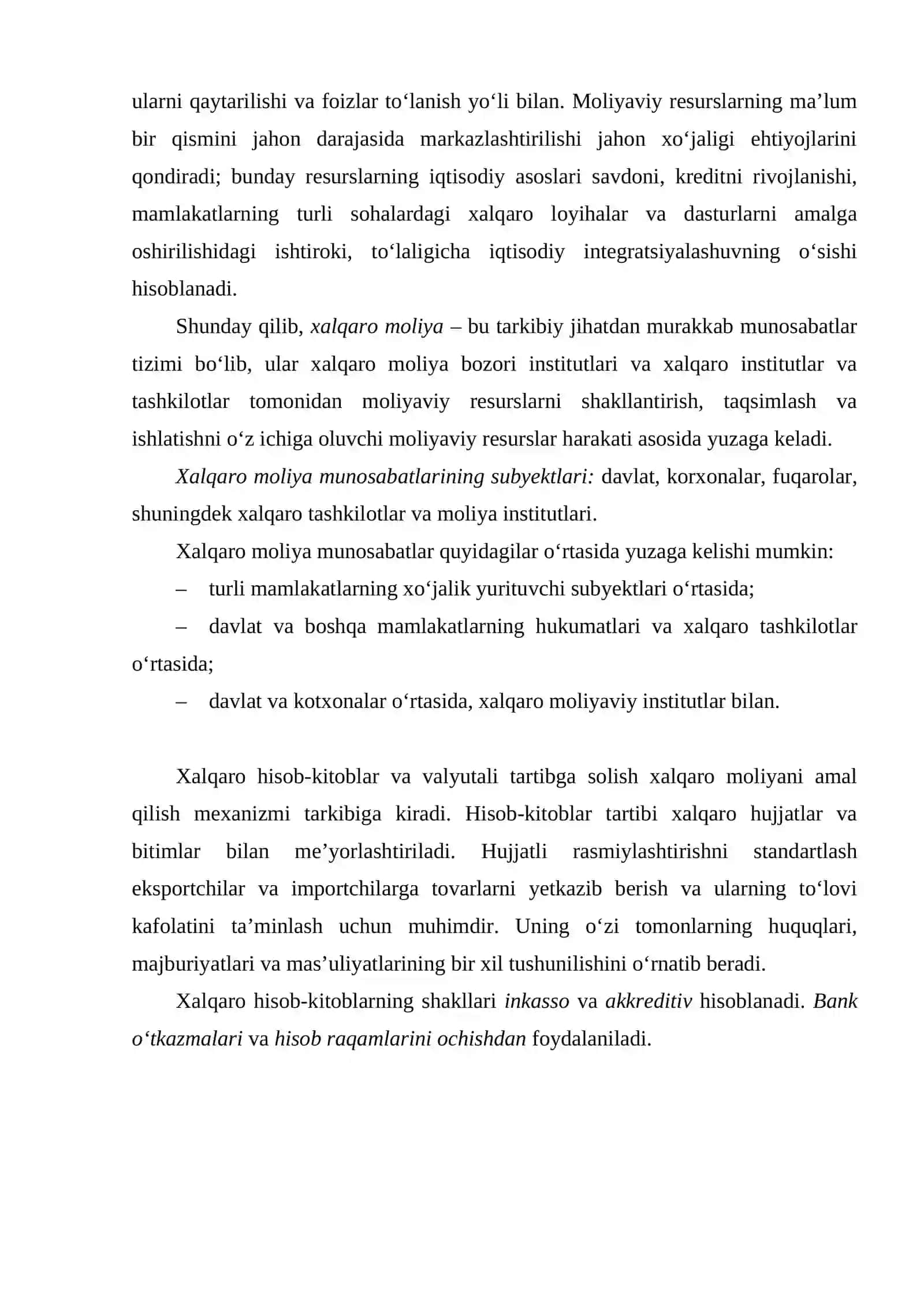 Xalqaro moliya va uning jahon taraqqiyotida tutgan o`rni 3