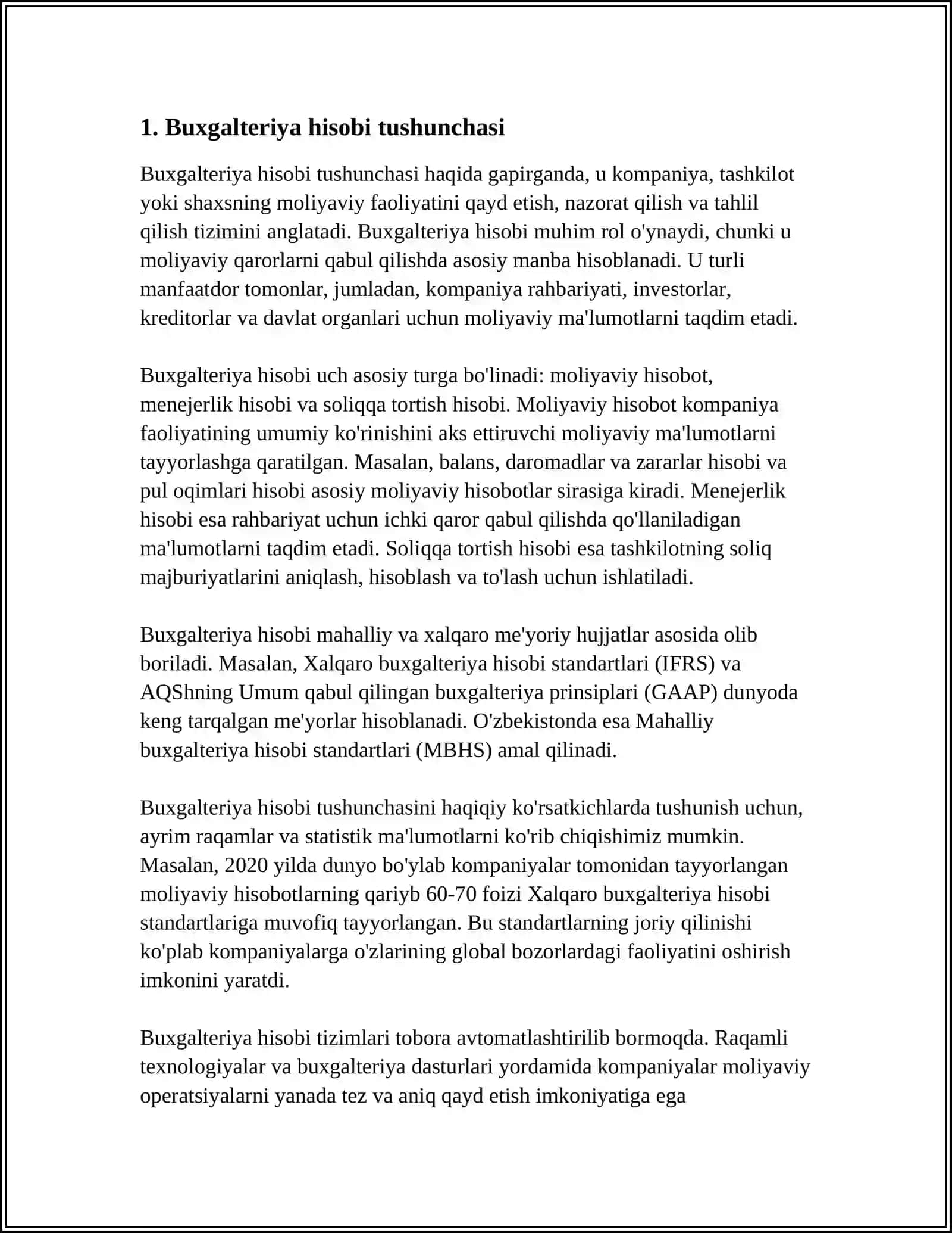 MUSTAQIL ISH Mavzu: BUXGALTERIYA HISOBINING PREDMETI 3