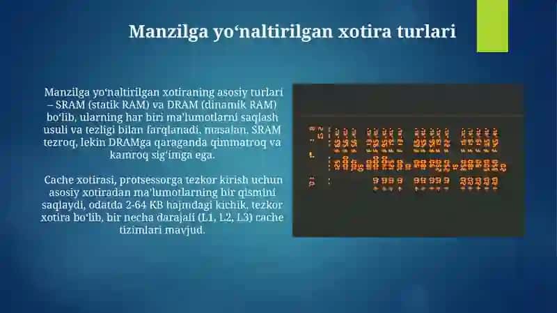 Manzilga yoʻnaltirilgan xotira turlari va ulaning asosiy turlari 3