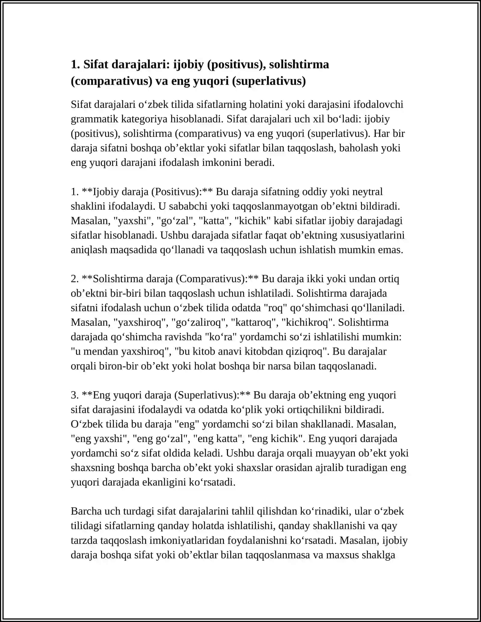LOTIN TILIDA SIFAT DARAJALARI 3