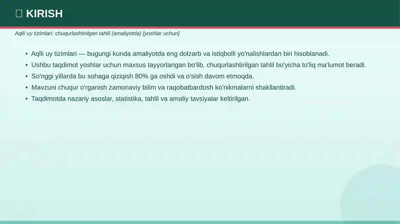 Aqlli uy tizimlari - chuqurlashtirilgan tahlil (amaliyotda) [yoshlar uchun] 3