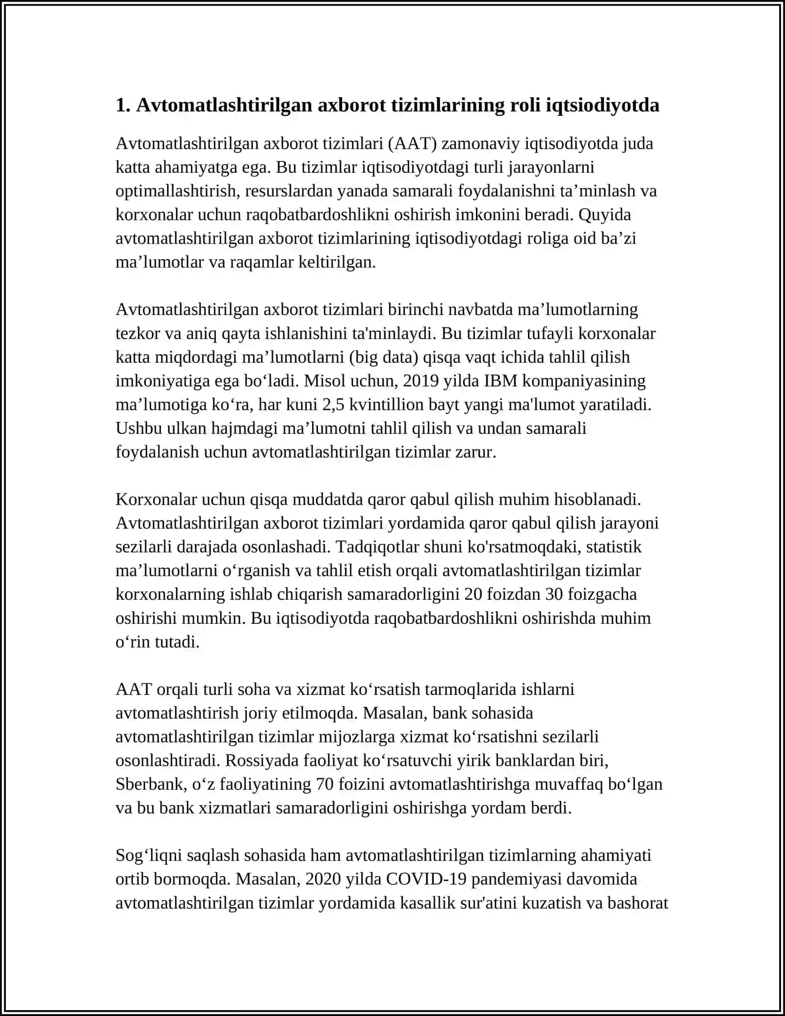 Avtomatlashtirilgan axborot tizimlari iqtisodiyotda 3