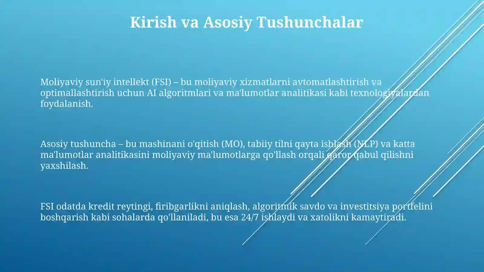 Moliyaviy suniy intellekt: Asosiy tushunchalar va rivojlanish 3