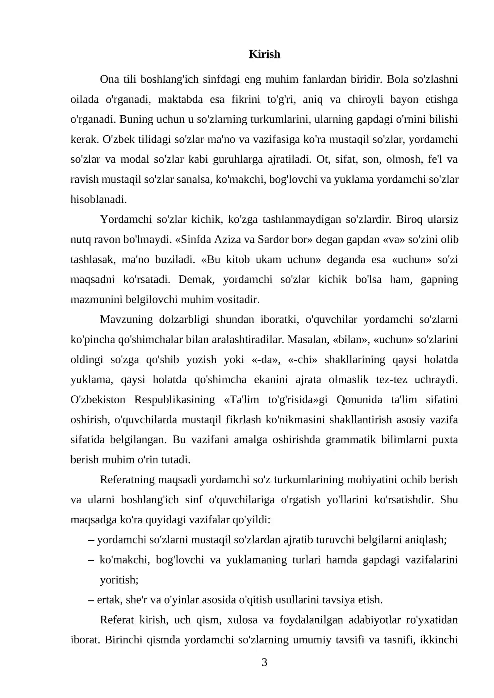 Yordamchi so'z turkumlari va ularni boshlang'ich sinfda o'rgatish 3