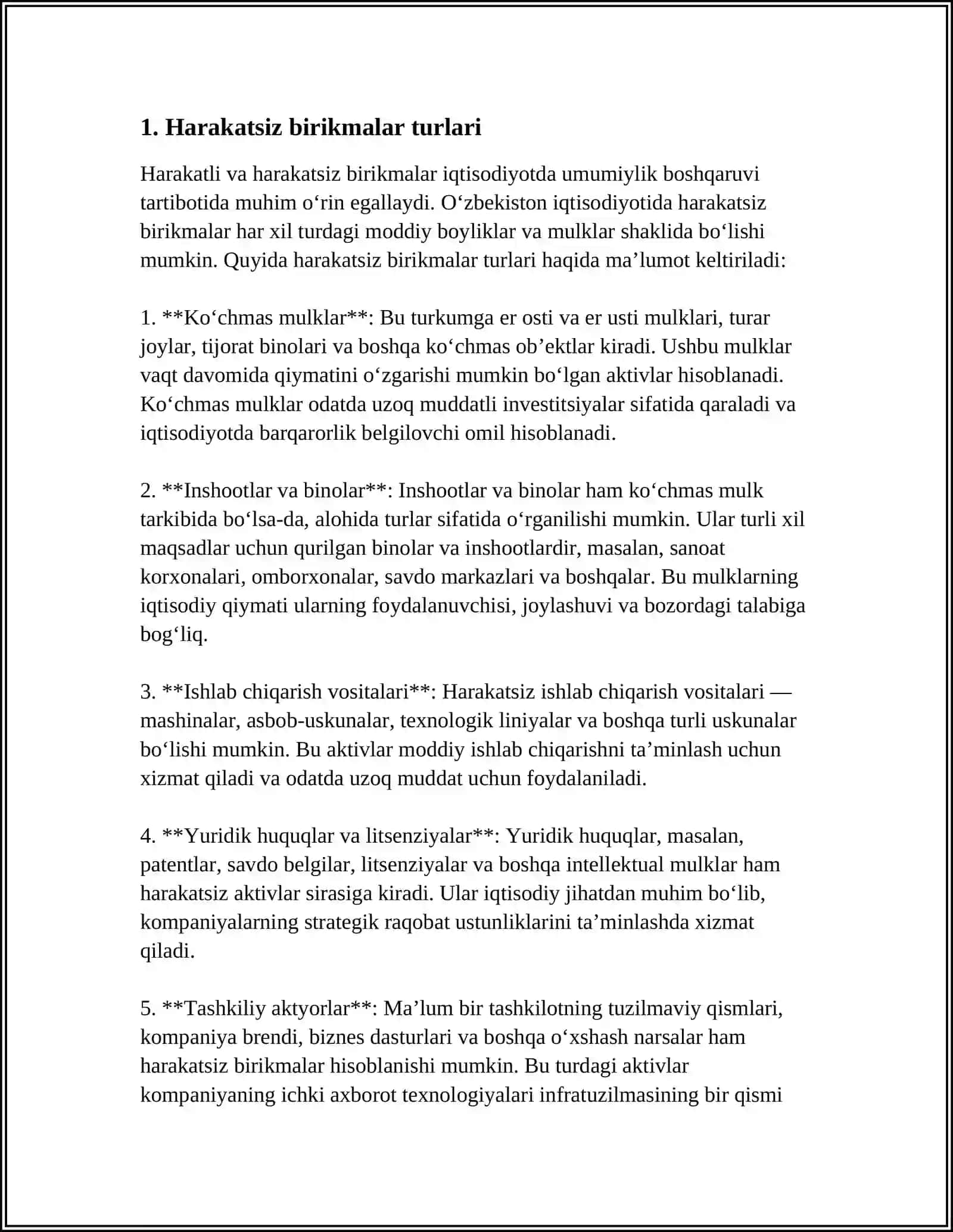 HARAKATSIZ VA HARAKATCHANG BIRIKMALAR 3