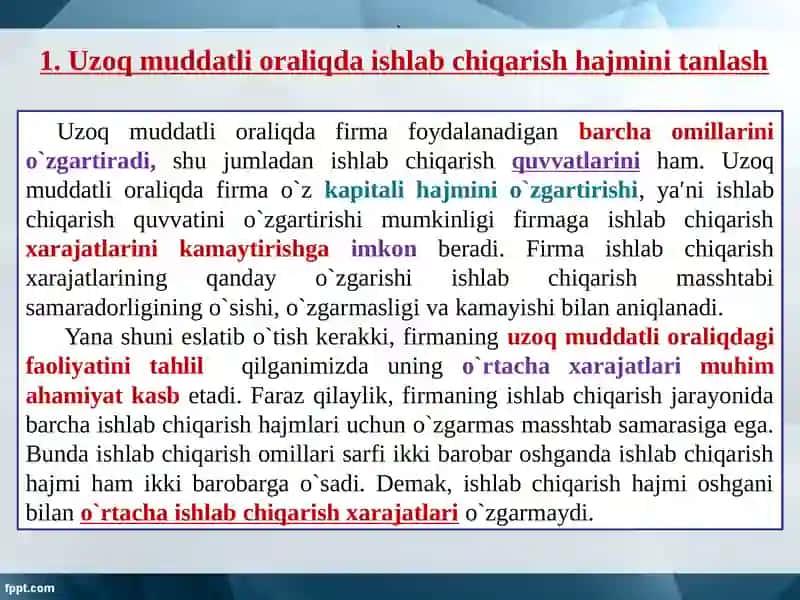 Uzoq muddatli oralikdagi muvozanat va tarmoq taklifi 3