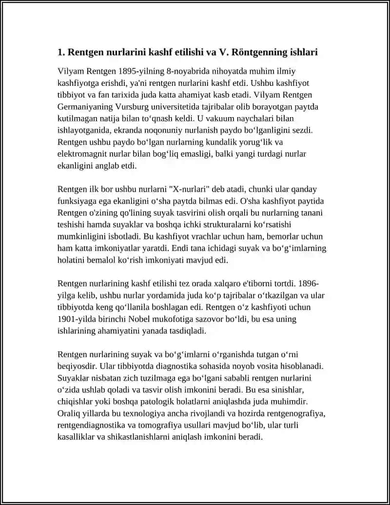 RENTGEN NURLARINI O'RGANISH TARIXI, SUYAK VA BOʻGʻIMLAR RIVOJLANISHI 3