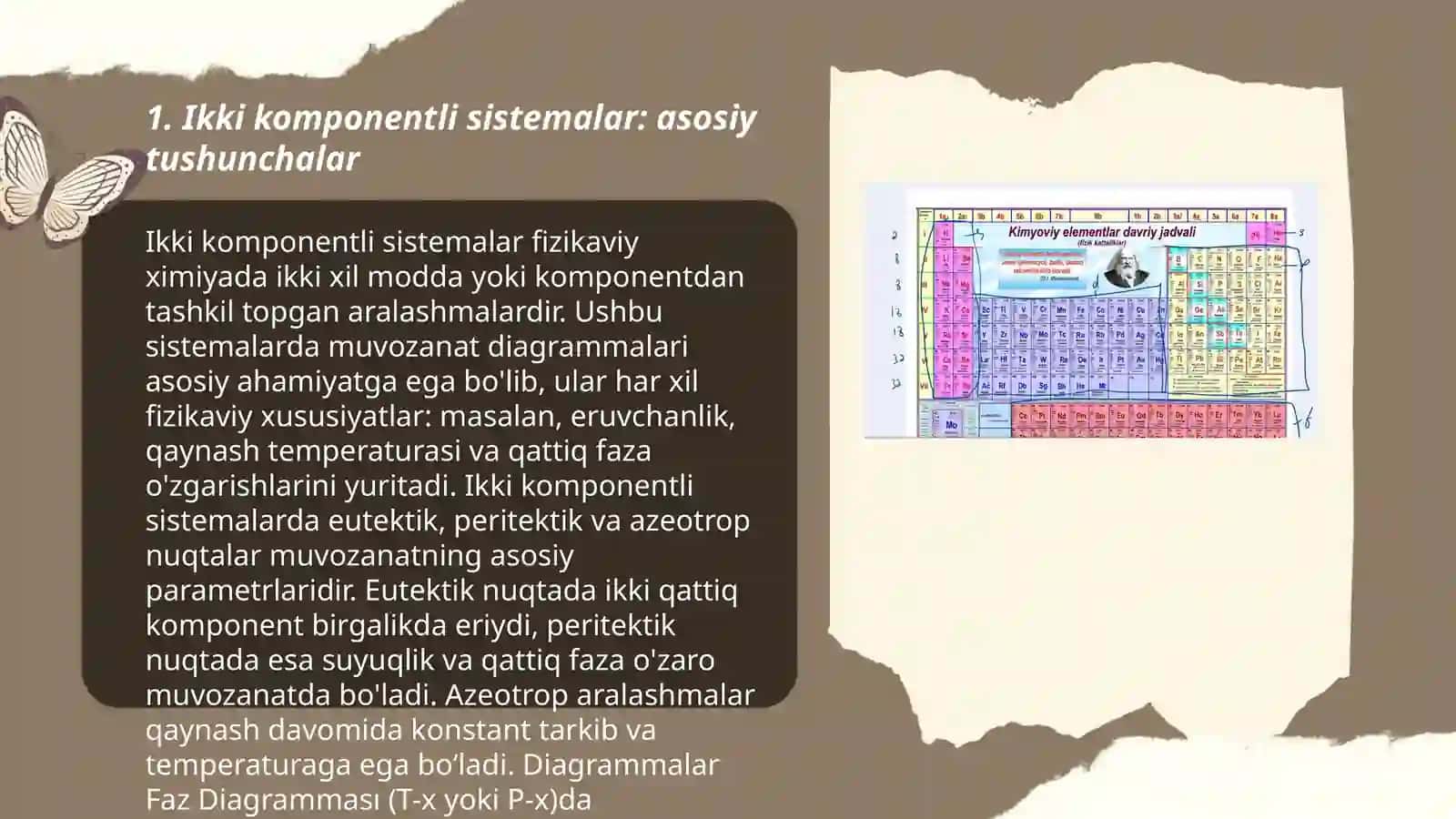 Ikki komponentli sistemalar. Fizik kimyoviy va termik tahlillar. Kongruent va incongruent eruvchan sistemalar holat diagrammasi. Yelka qoidasi 3