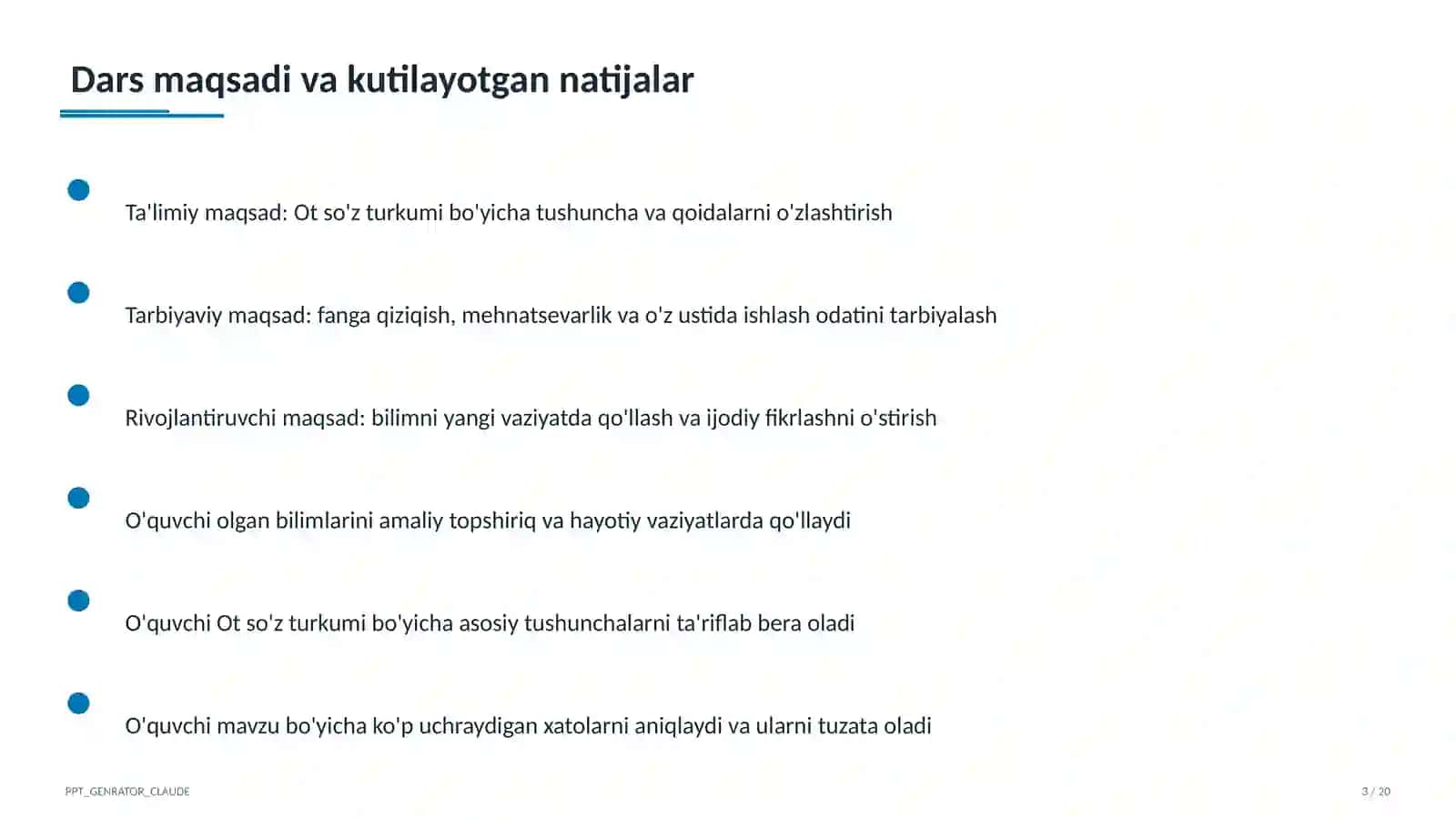 Ona tili va o'qish (1–4) — ochiq dars uchun 3
