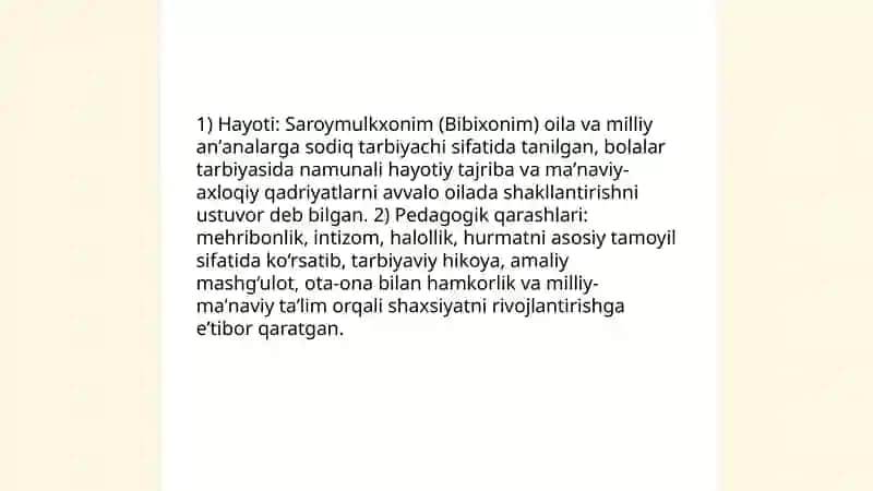 Saroymulkxonimning faoliyati va manaviy-axloqiy qadriyat 3