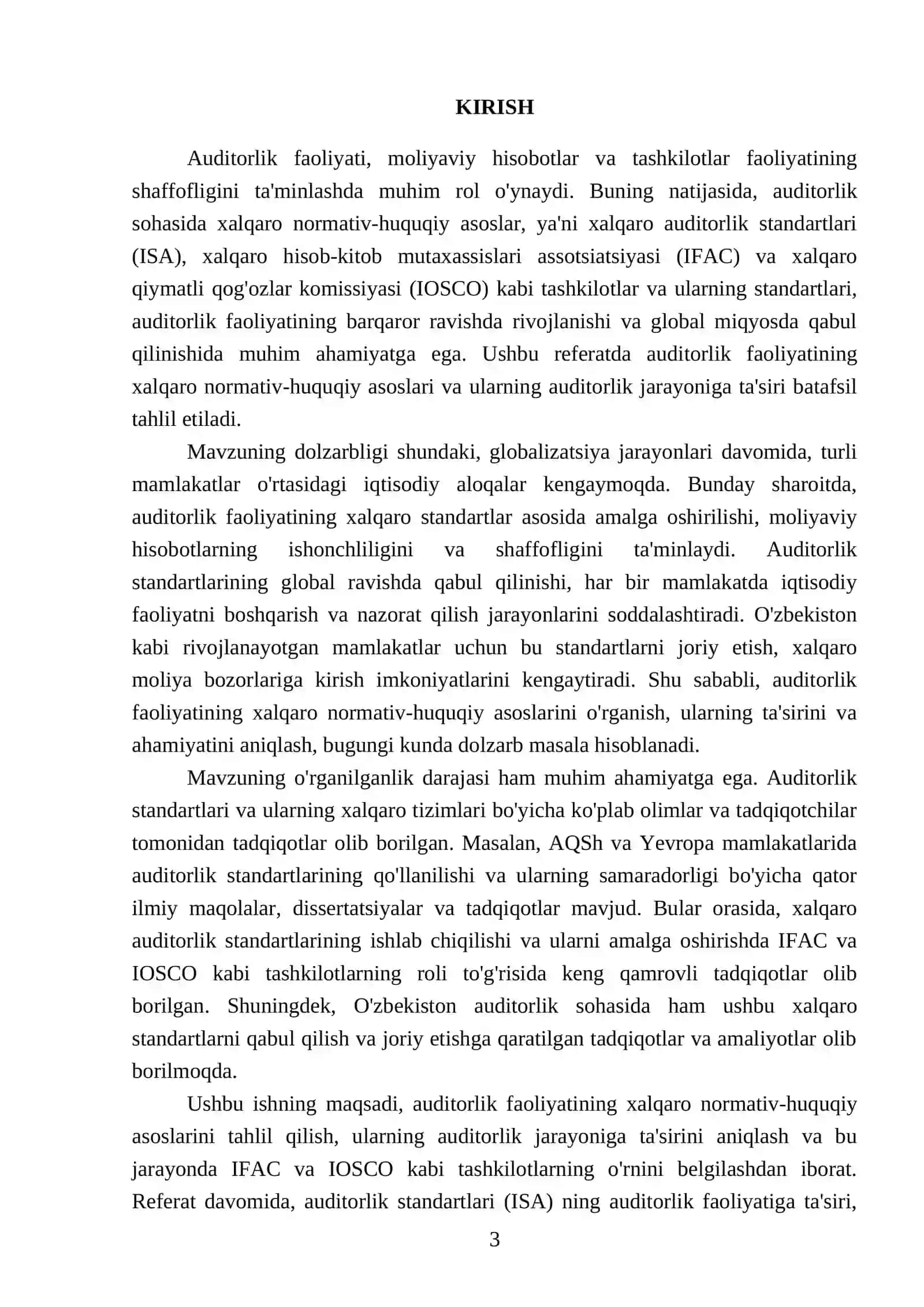 Auditorlik faoliyatining xalqaro normativ-huquqiy asoslari (ISA, IFAC, IOSCO va boshqalar) 3