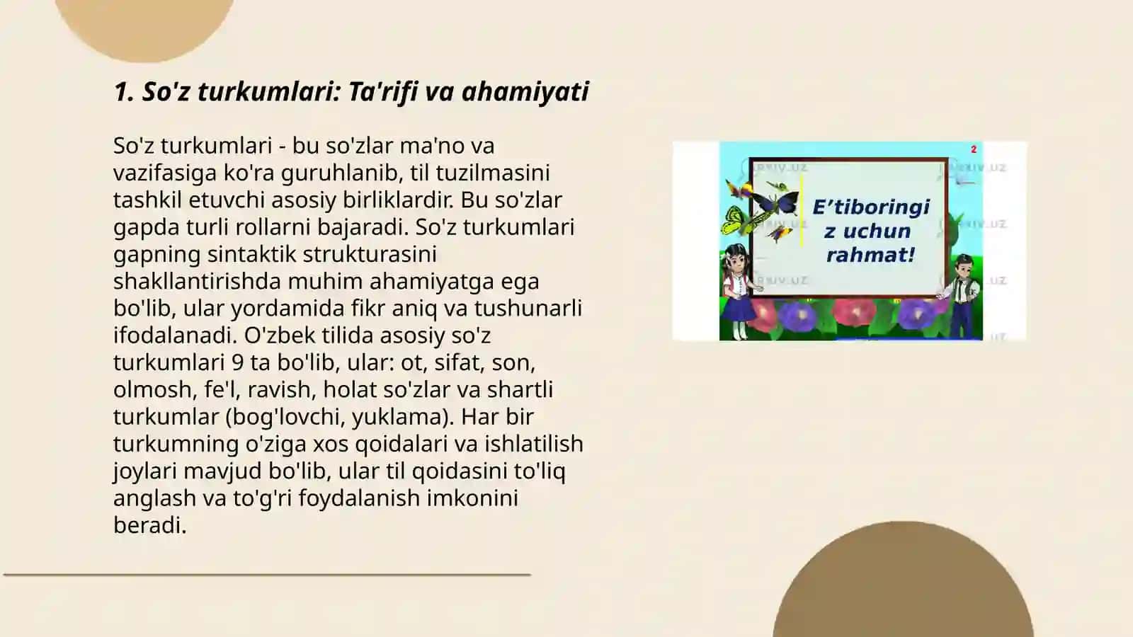 Internetdan boshlang'ich sinflarda so'z turkumlarini o'rganishga oid ma'lumotlar 3