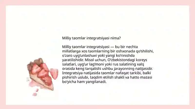 Ko’p millatli oshxona:milliytaomlar integratsiyasi va xususiyati 3