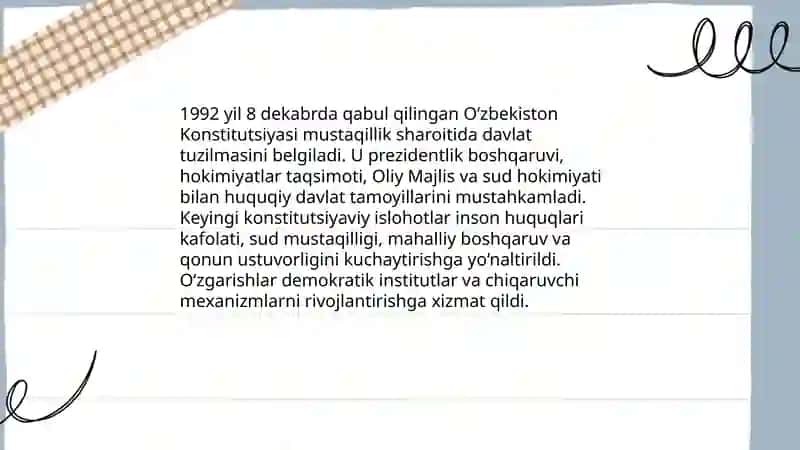 Mustaqillik yillarida davlat boshqaruvi tizimida amalga oshirilgan islohotlar 3