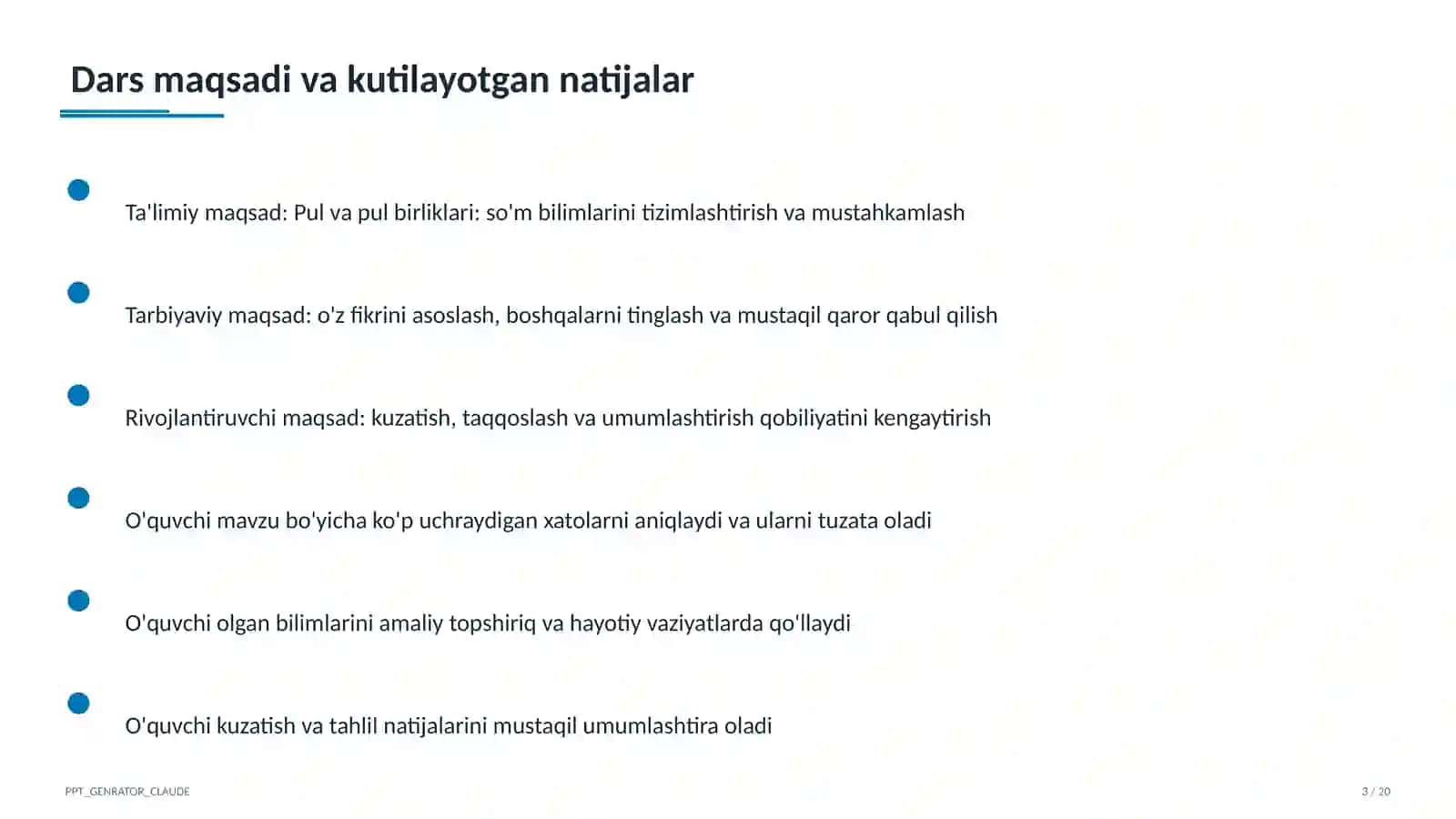 Pul va pul birliklari: so'm (2-sinf) 3