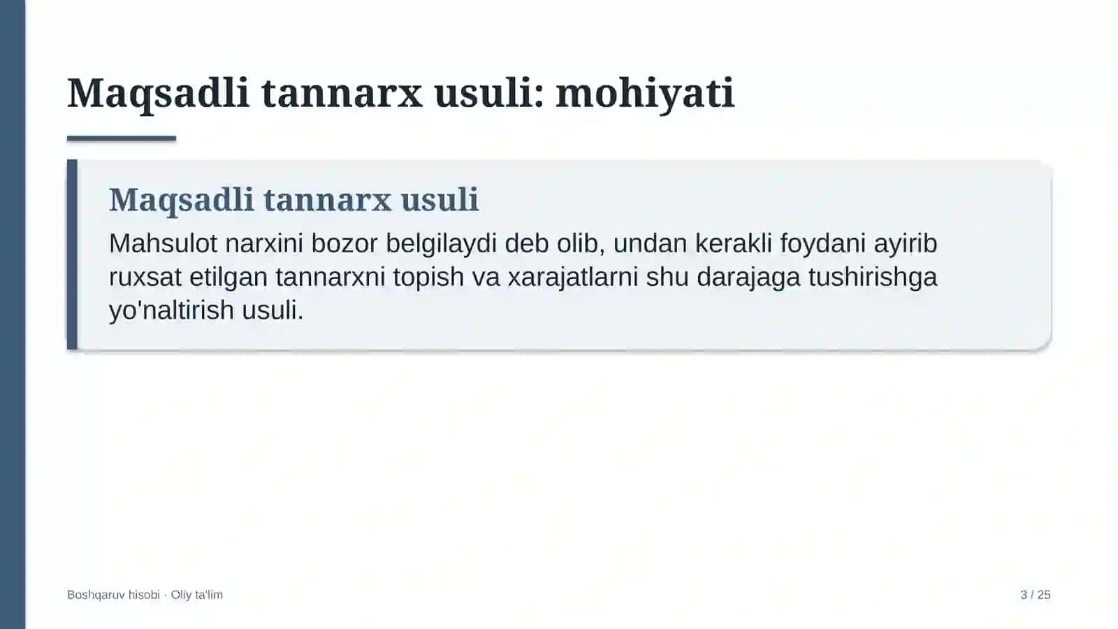 Jamoat tashkilotlarida maqsadli tannarx usulini qo'llash 3