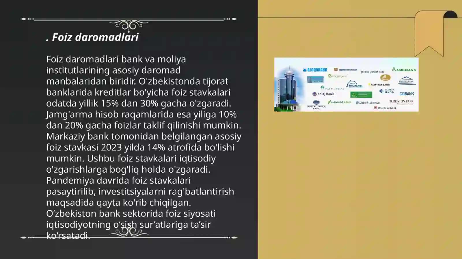 Banklarning daromadlari hisobi 3