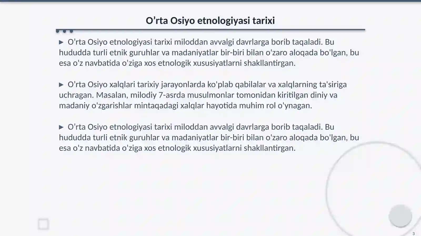O’rta osiyo va qozog’iston xalqlari etnologiyasi 3