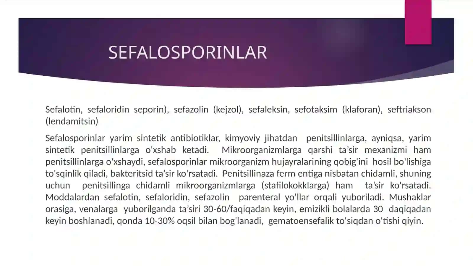Sefalosporin antibiotiklarining yangi avlod preparatlari 3