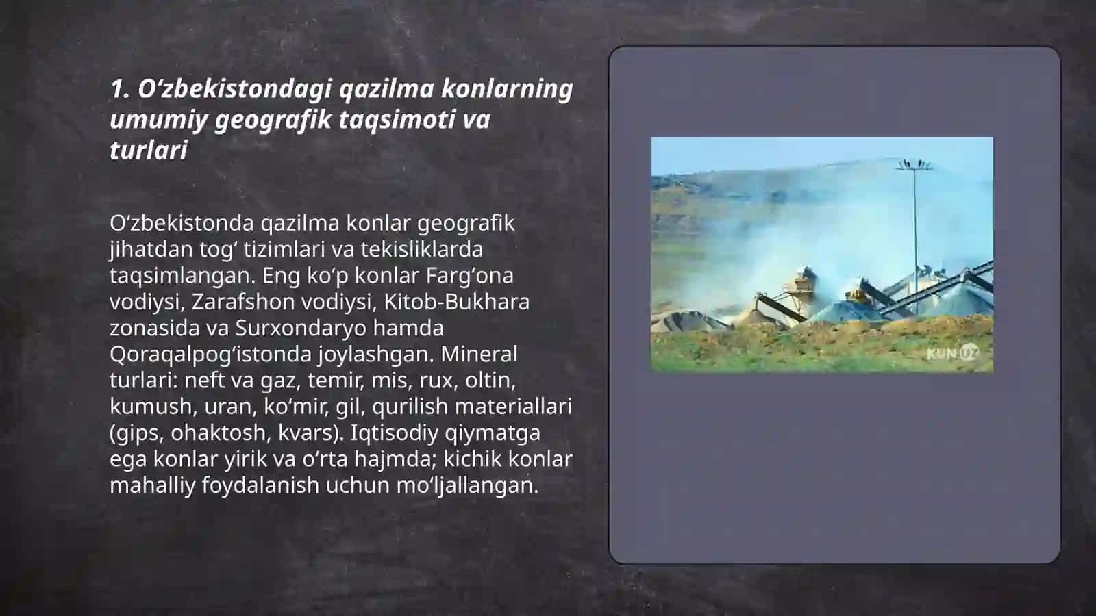 Oʻzbekistondagi qazilma konlar haqida maʼlumotlarni sharhlash 3