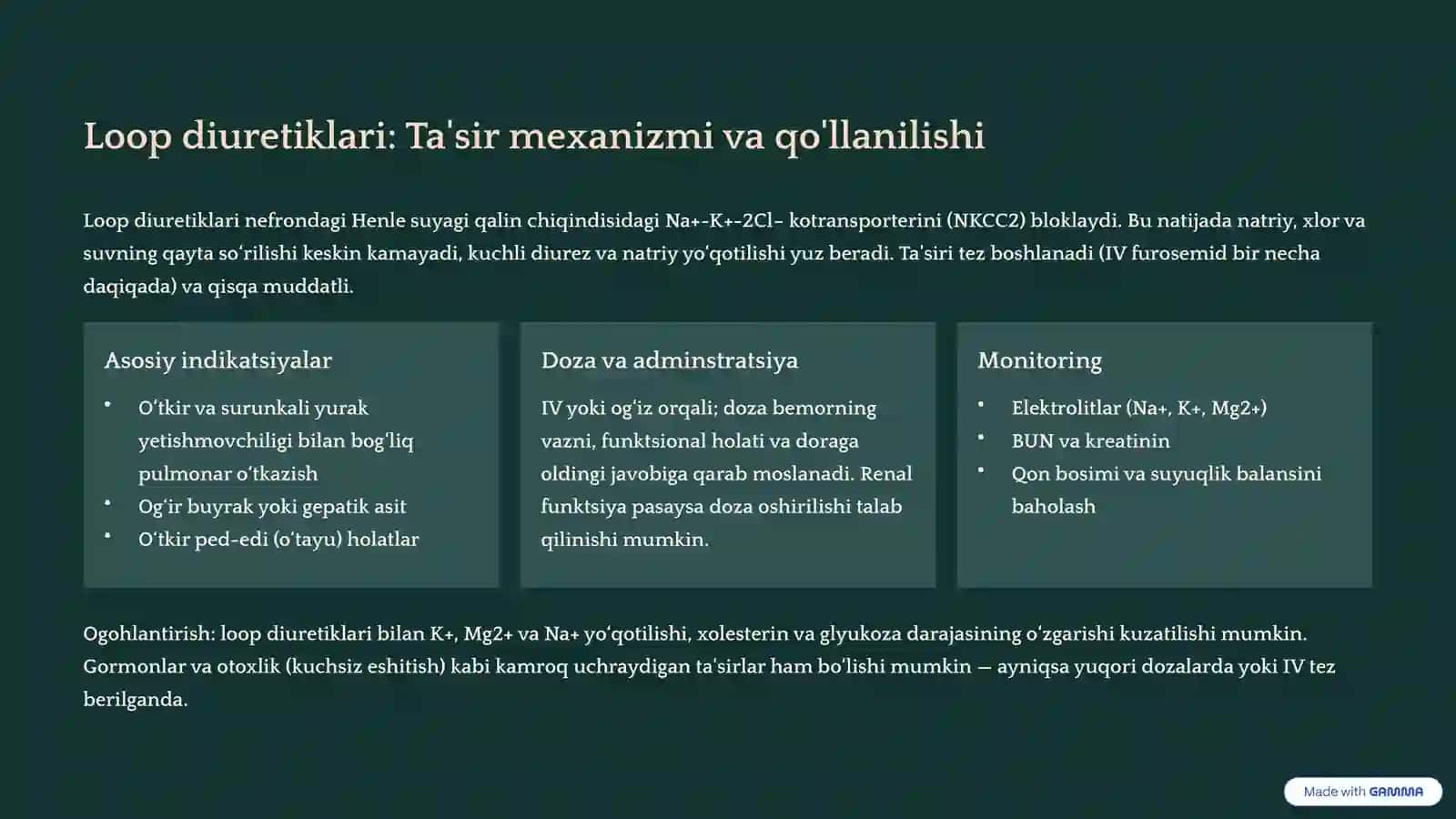 Diuretiklar: Umumiy tushunchalar va ahamiyati 3