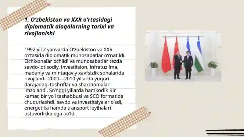 Oʻzbekiston va XXR oʻrtasidagi diplomatik aloqalarning tarixi va rivojlanishi 3