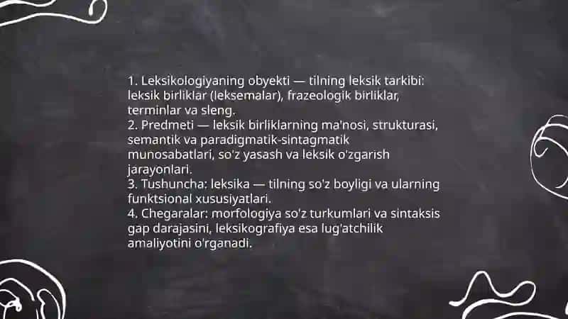 Leksikologiyaning obyekti, predmeti va vazifalari 3