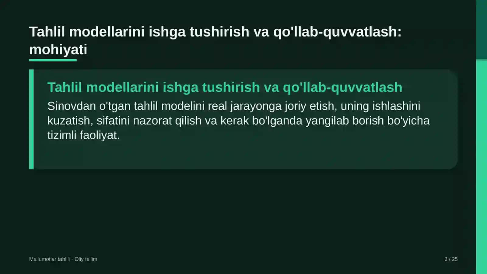 majburiy ijro byurosi organlarida tahlil modellarini ishga tushirish va qo'llab quvvatlash 3435 3