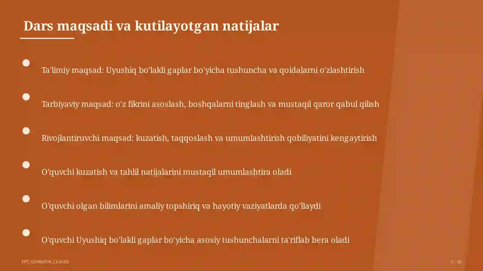 Uyushiq bo'lakli gaplar (4-sinf) 3