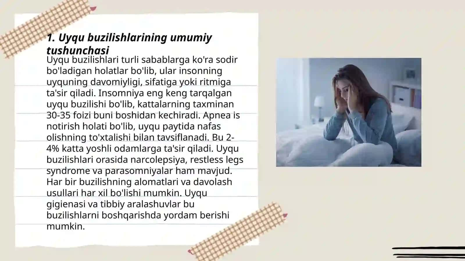 Uyqu buzilishi: etalogiya va paydo bo‘lish sabablari 3