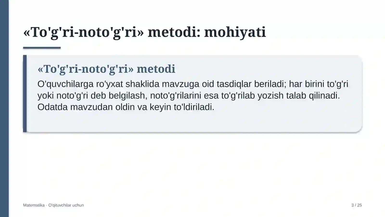 matematika darslarida to'g'ri noto'g'ri metodidan foydalanish 7488 3