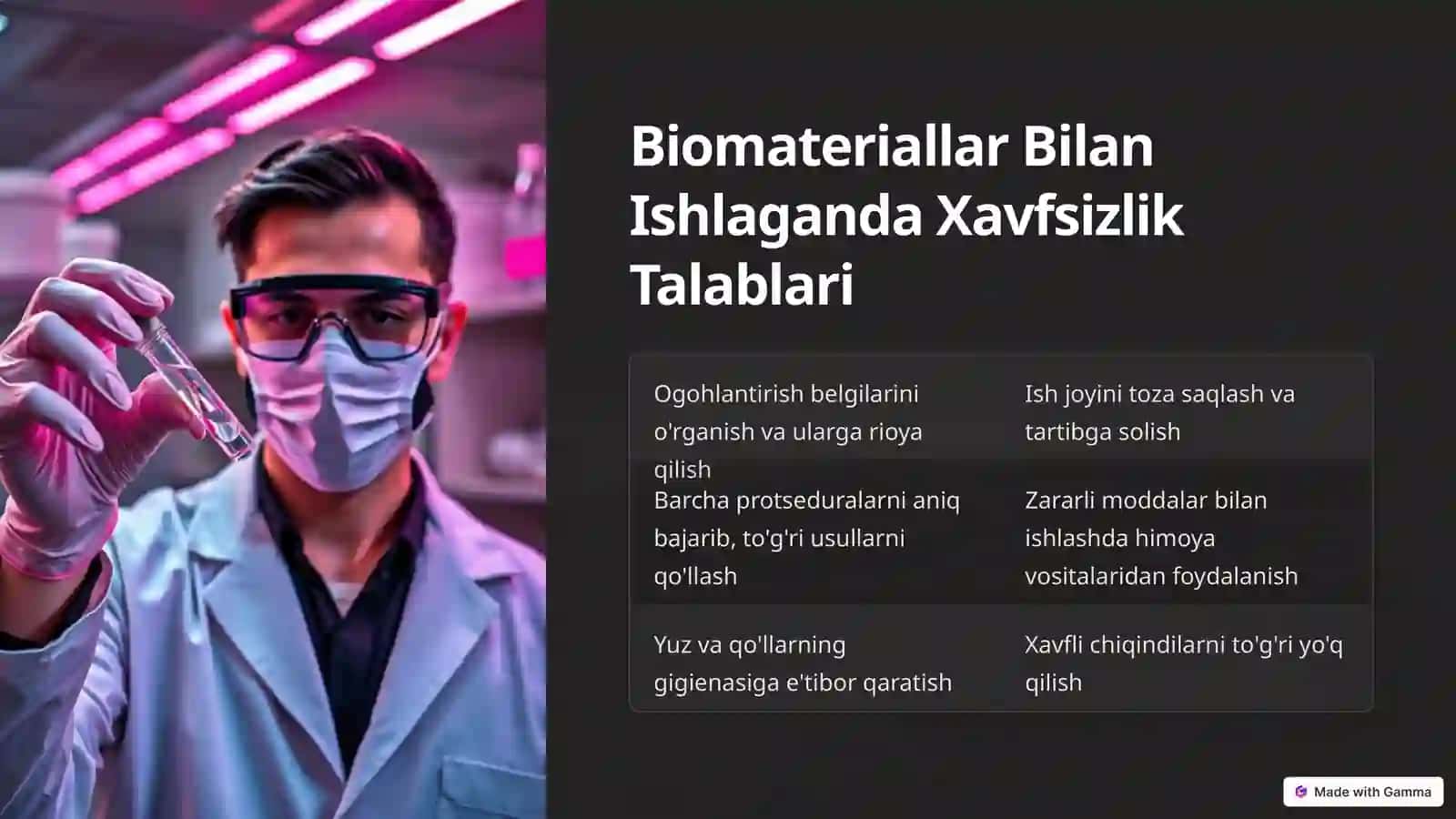 Labaratoriya Hodimlarining Biomaterial Bilan Ishlashda Himoya Choralarini Ko'rish 3