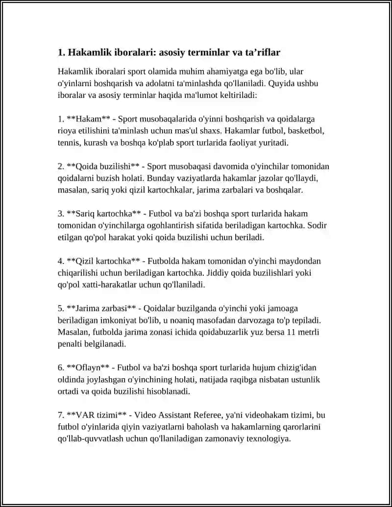 MUSOBAQADA HAKAMLIK QILISH IBORALARI VA ISHORALARINI OʼRGATISH 3