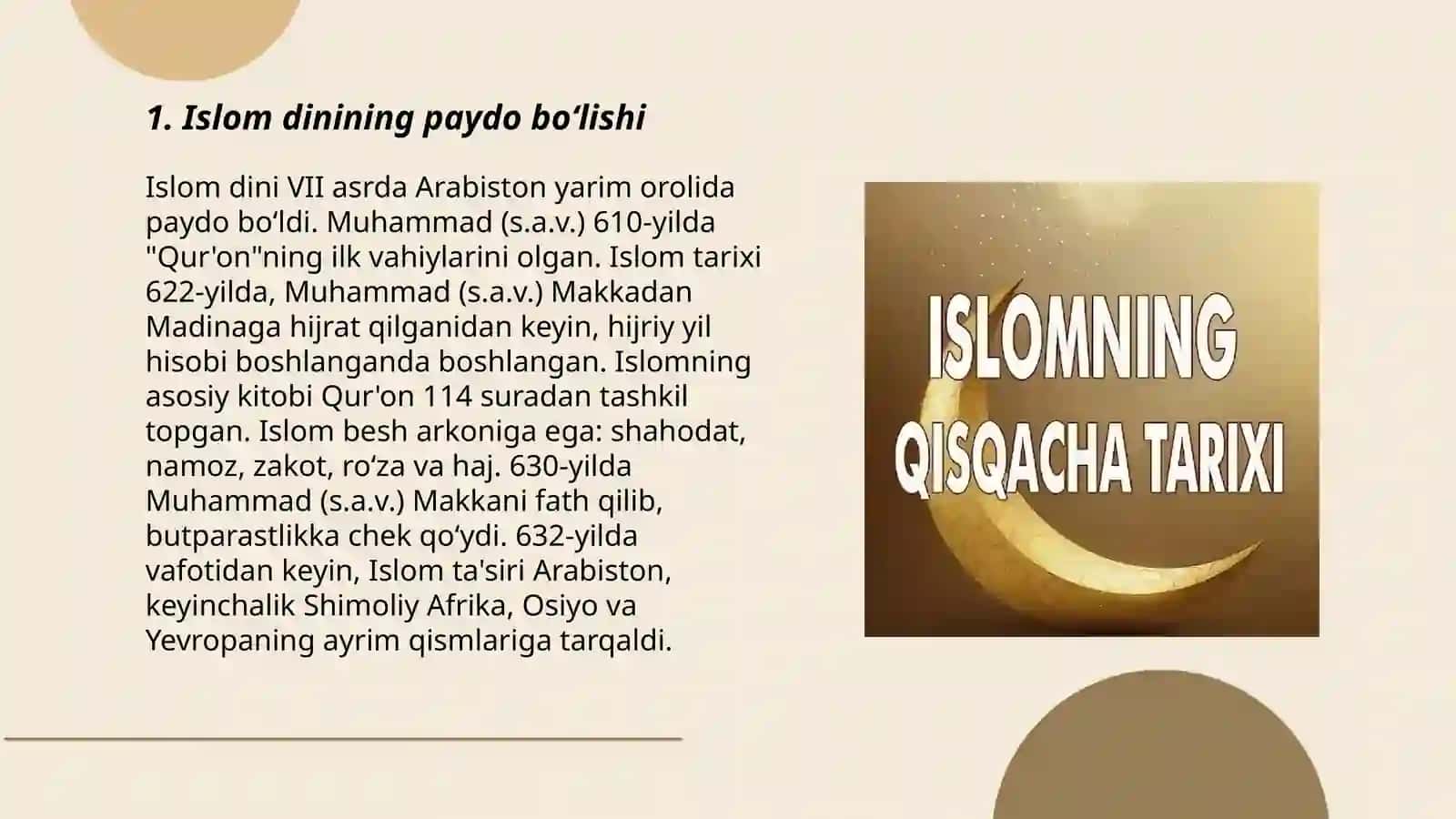 Islom dinining tarixi va xozirgi kuni 3