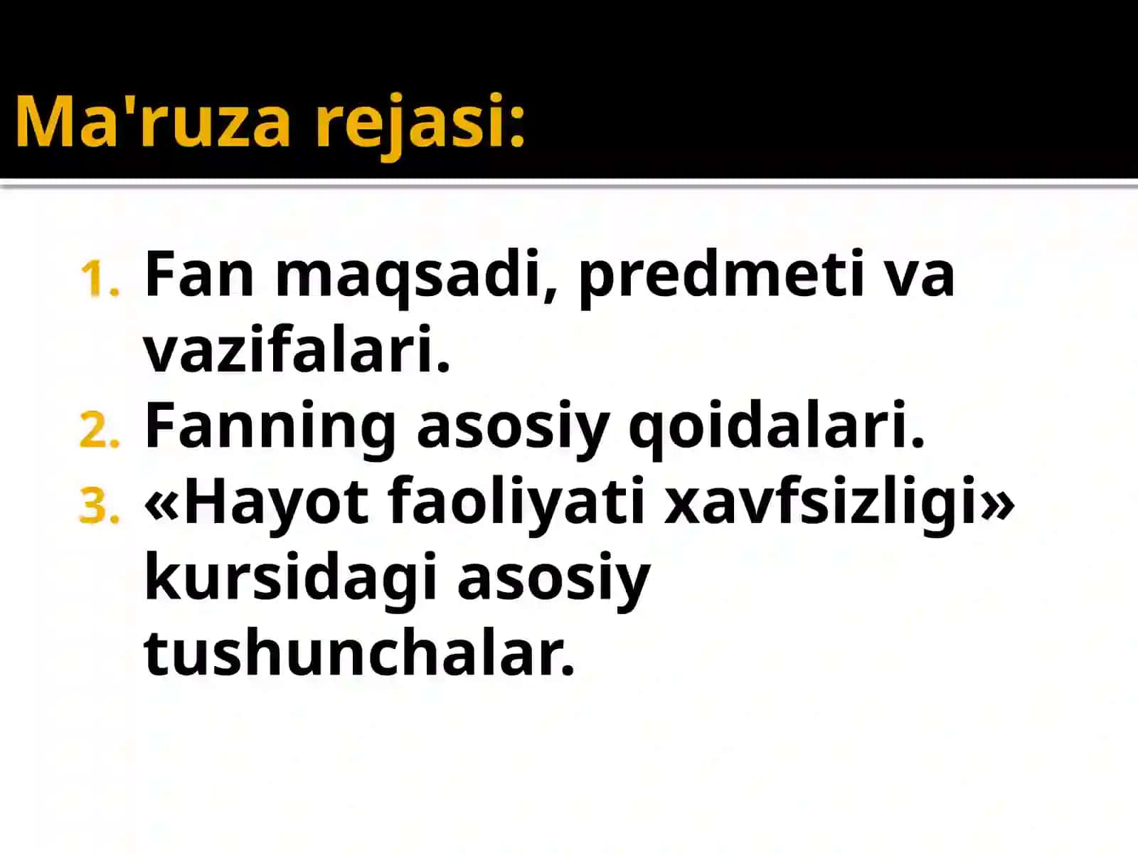 Hayot faoliyati xavfsizligi asosiy qoidalari 3