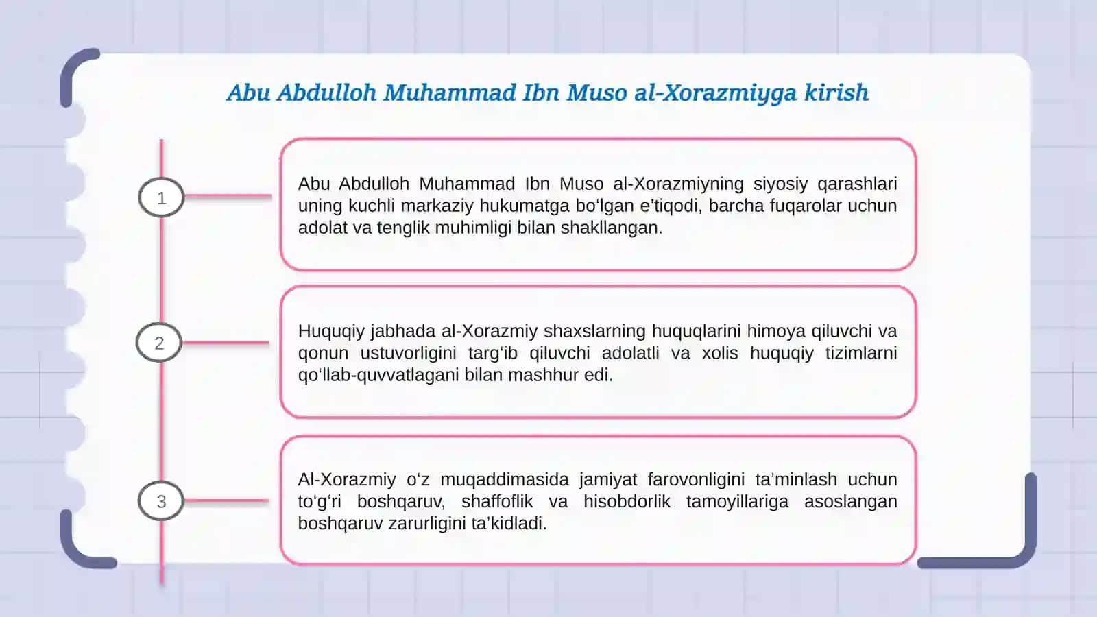Abu Abdullo Muhammad Ibn Muso al - Xorazmiyning siyosiy huquqiy qarashlari 3