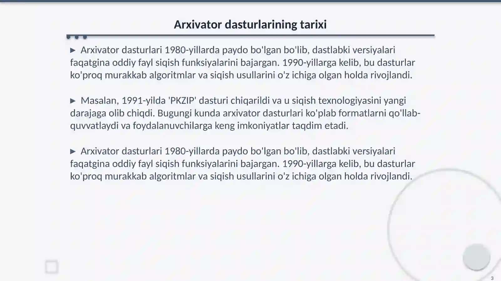 Arxivator dasturlarini solishtirish 3