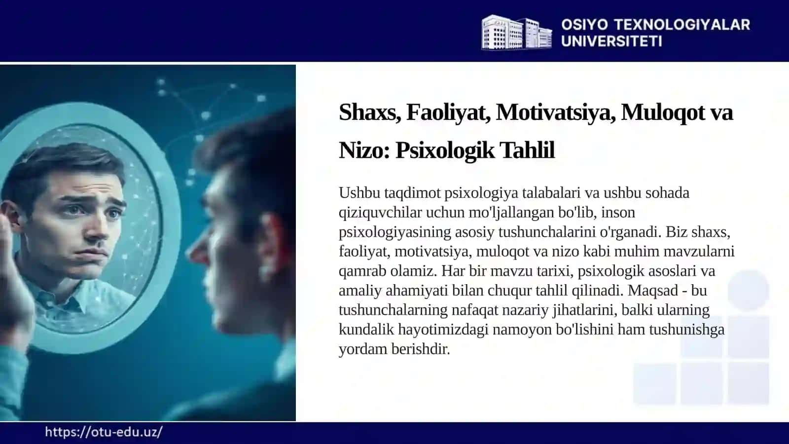 Shaxs, Faoliyat, Motivatsiya, Muloqot va Nizo: Psixologik Tahlil 3