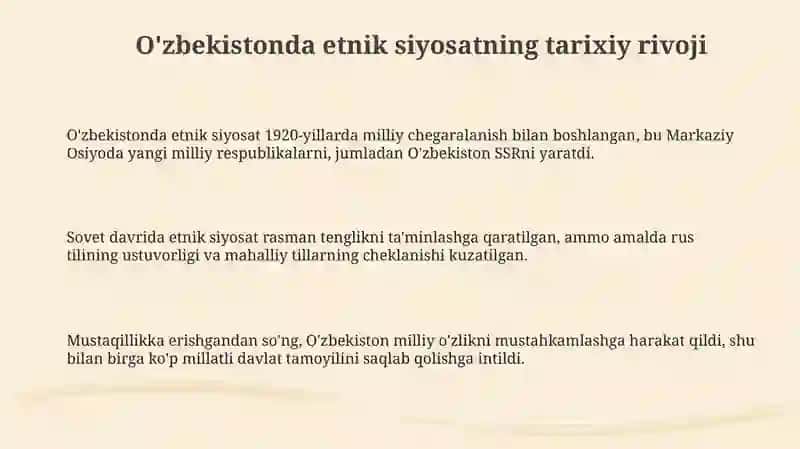 Õzbekistonda etnik siyosat va millatlararo munosabatlar 3