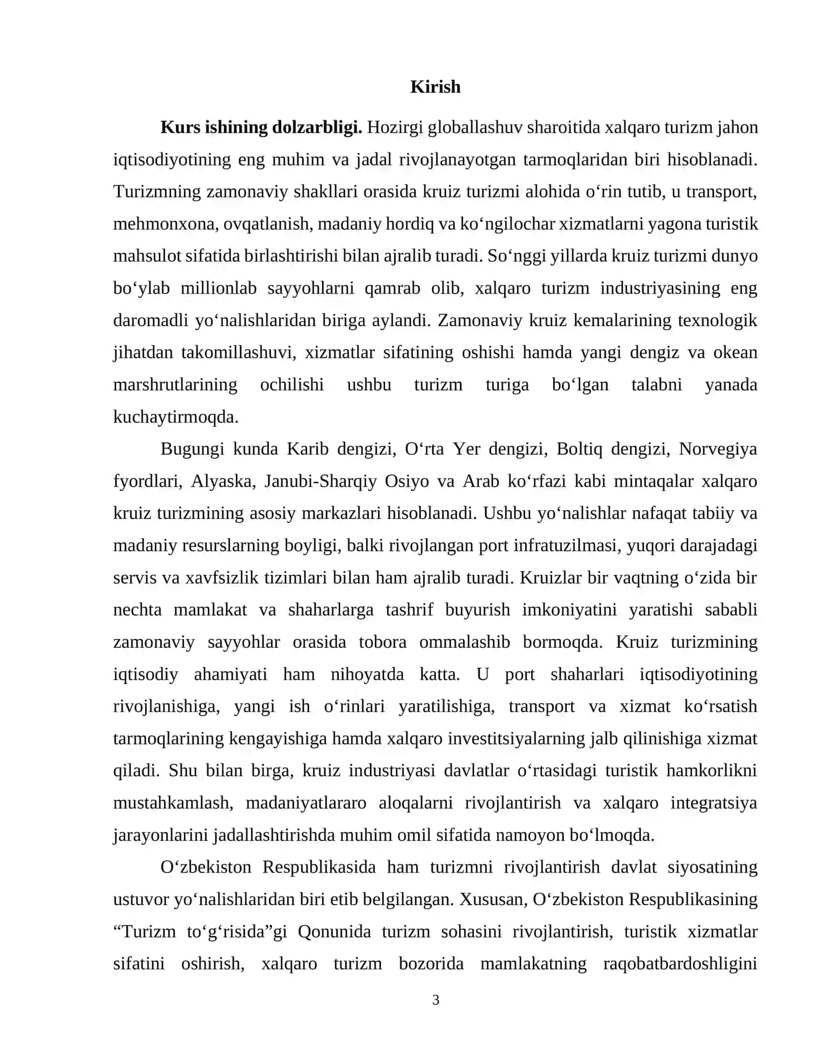 XALQARO TURIZMDA KRUIZLAR XUSUSIYATLARI VA YO‘NALISHLARI 3
