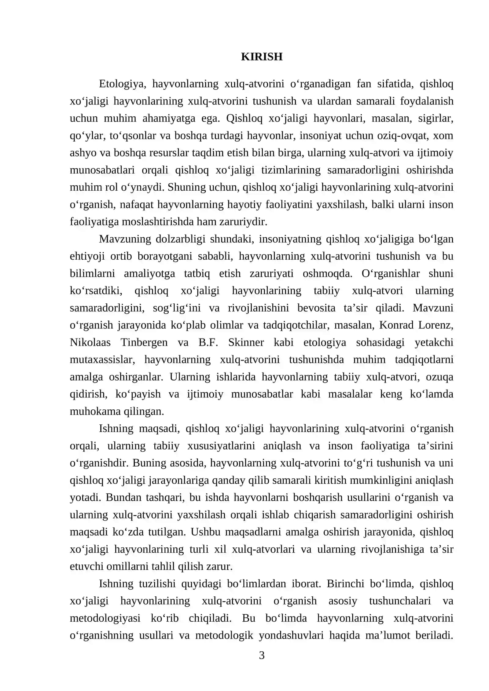 Etologiya. Qishloq xo‘jaligi hayvonlarining xulq-atvorlari va xususiyatlari 3
