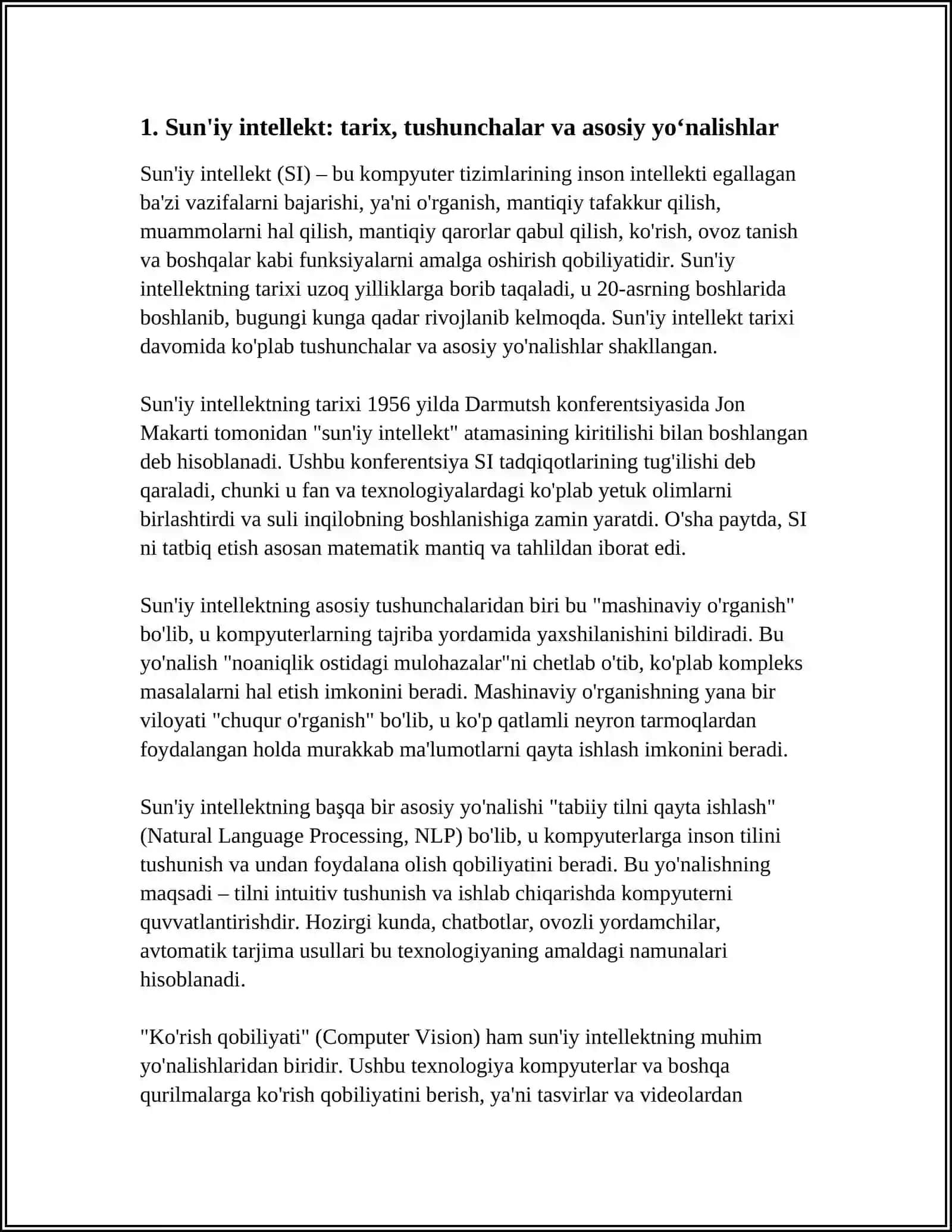 INTELEKTUAL TIZIMLAR VA TEXNOLOGIYALAR MAVZUSI HAQIDA REFERAT TAYYORLASH 3