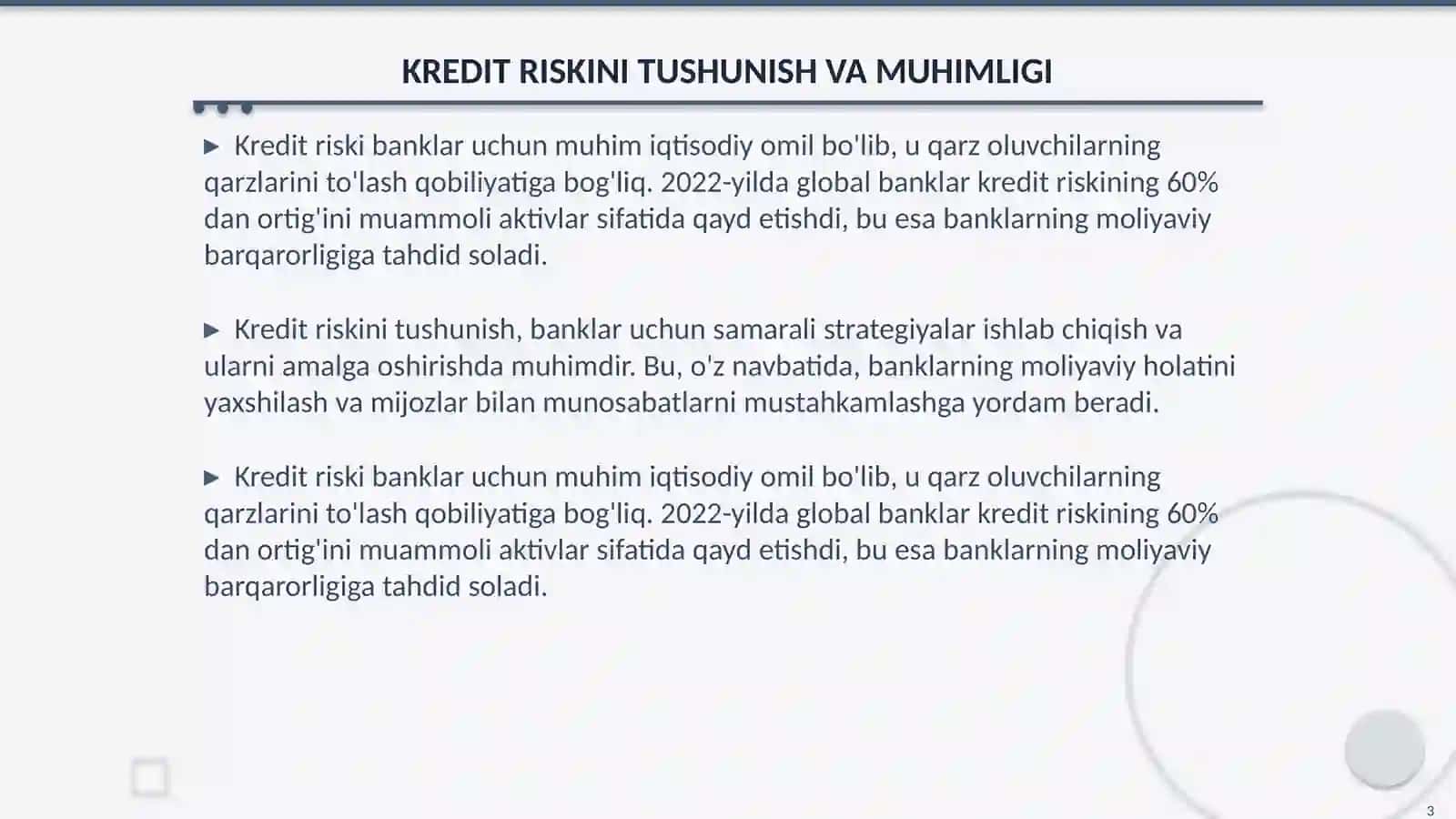 KREDIT RISKLARINI BOSHQARISH: BANKLAR UCHUN SAMARALI STRATEGIYALAR 3