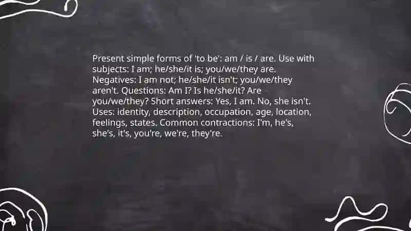 Present Simple Forms of 'To Be' 3