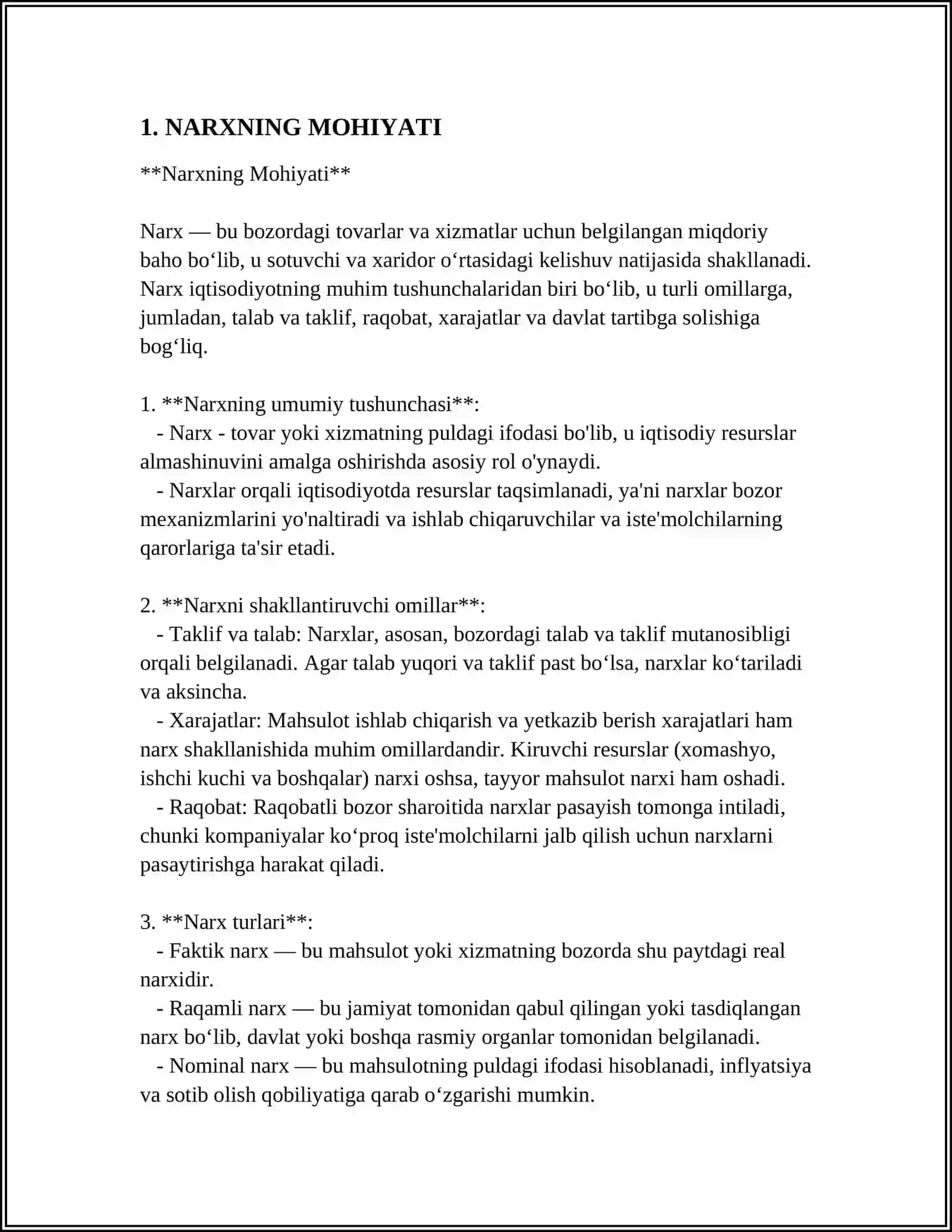 NARXNING MOHIYATI VA SHAKLLANISH XUSUSIYATLARI 3