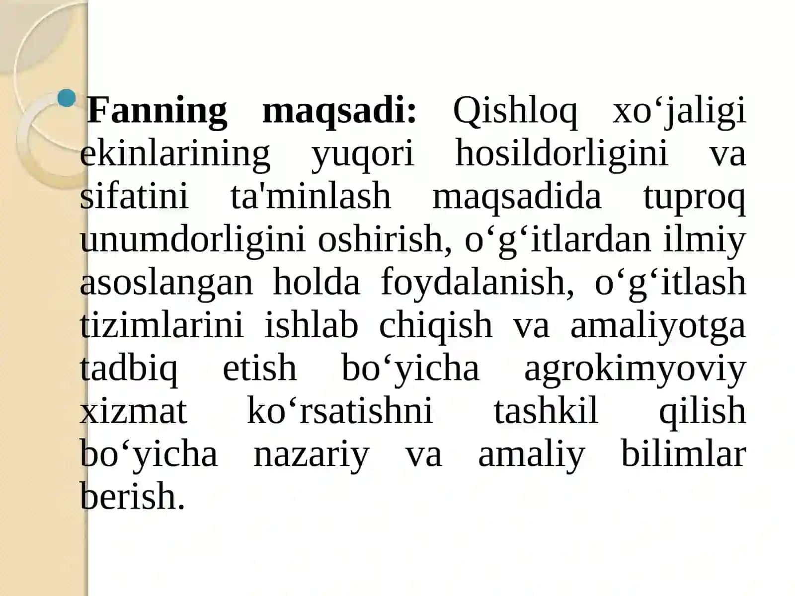 Agrokimyoviy xizmat ko'rsatish fanining maqsadi va vazifasi 3